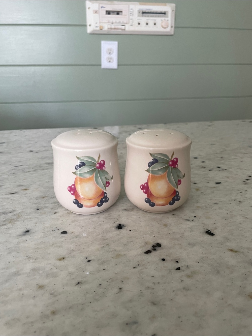 Corningware Cream Fruit Ceramic Salt and Pepper Shakers